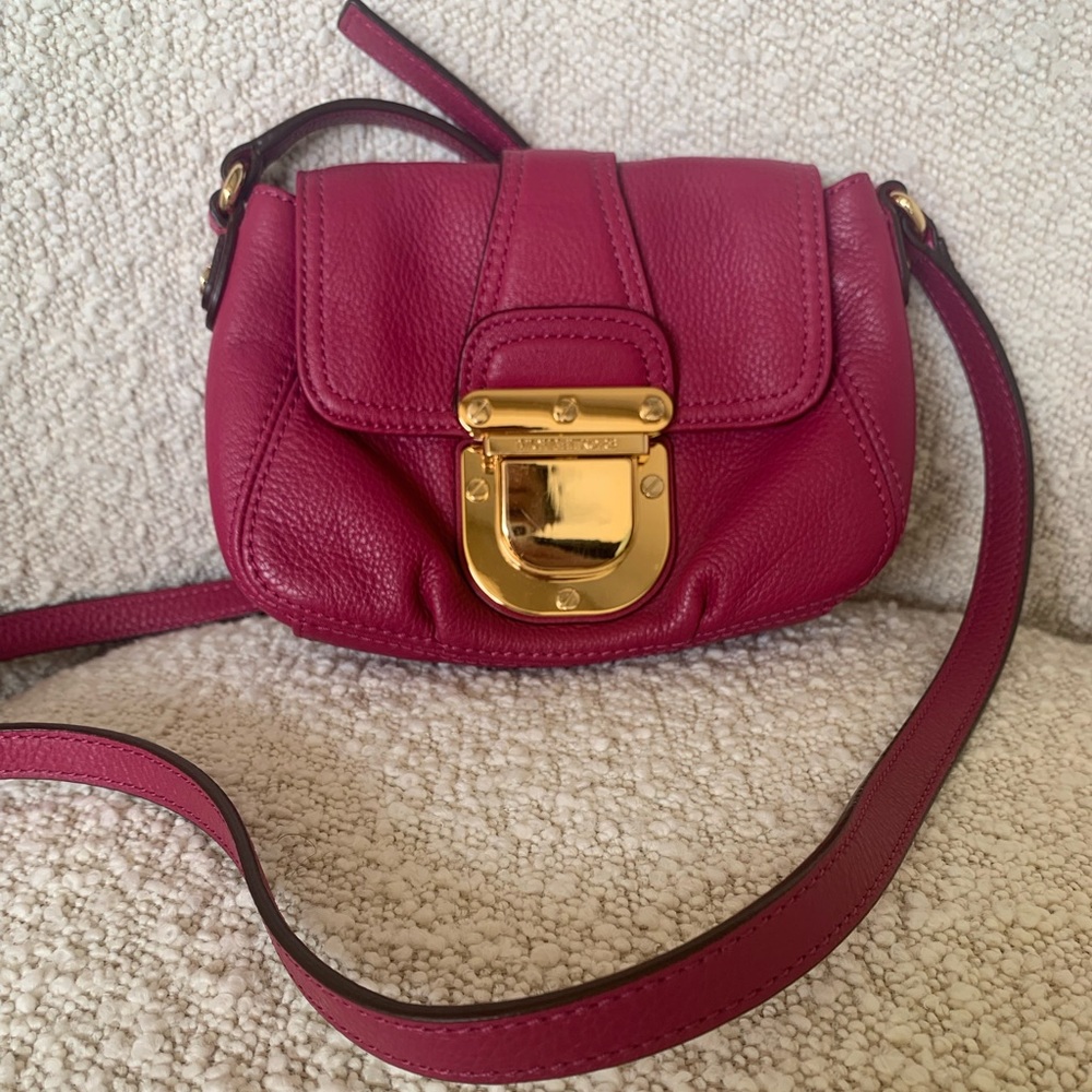 Michael Kors Magenta Crossbody Bag with Gold Hardware